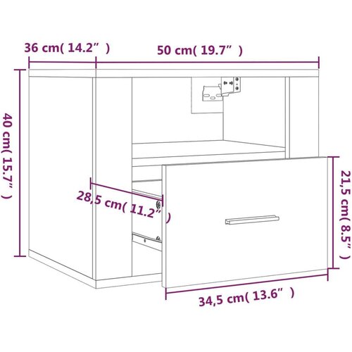VidaXL Zidni noćni ormarići 2 kom siva boja betona 50x36x40 cm Slike