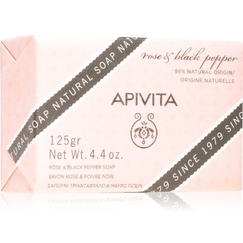 Apivita Natural Soap Rose &amp;amp; Black Pepper čvrsti sapun za či&amp;scaron;ćenje 125 g Slike