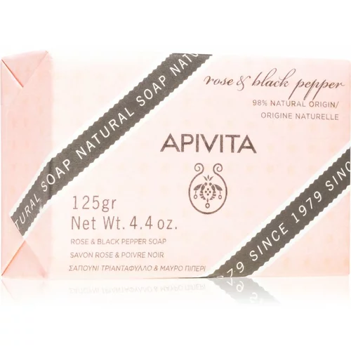 Apivita Natural Soap Rose & Black Pepper čvrsti sapun za čišćenje 125 g