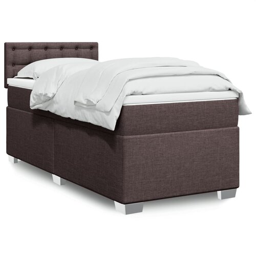 VidaXL Box spring postelja z vzmetnico temno rjava 90x200 cm blago Slike