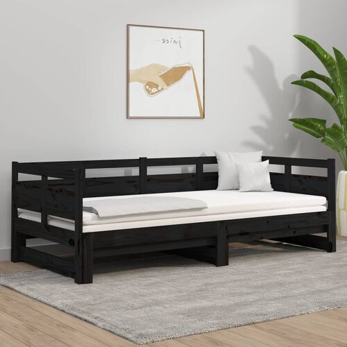  Dnevni ležaj na izvlačenje crni 2x (80x200) cm masivna borovina Cene