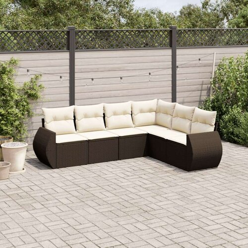 VidaXL 6-dijelni set vrtnih sofa od poliratana s jastucima smeđi Slike