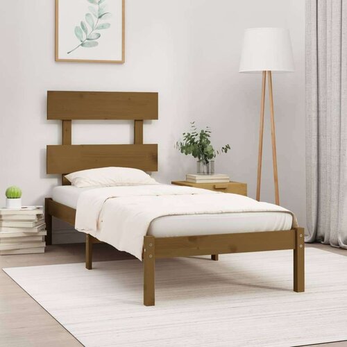  Posteljni okvir medeno rjav iz trdnega lesa 100x200 cm, (20644008) Slike
