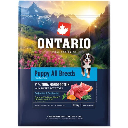 Ontario Puppy All Breeds Monoprotein - tuna in sladki krompir 2,25 kg Cene