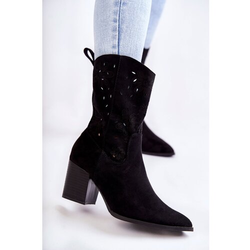 Kesi Women&amp;#039;s Suede Boots With Cowboy Boots Black Ariane Slike
