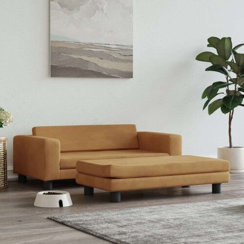  Krevet za pse s produžetkom smeđi 100 x 50 x 30 cm bar&amp;scaron;unasti Slike