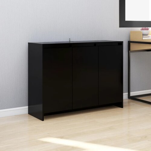 vidaXL Komoda črna 102x33x75 cm iverna plošča Cene