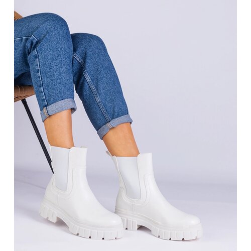 Gemre White ankle boots with elastic insert Rolandela Cene