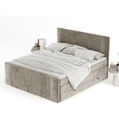 Maison de R&amp;ecirc;ve Svetlo rjava boxspring postelja s prostorom za shranjevanje 160x200 cm Bergamo &amp;ndash; Slike