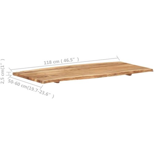 VidaXL stolna ploča od masivnog bagremovog drva 118 x (50-60) x 2,5 cm Slike