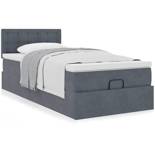 VidaXL Otomanski posteljni okvir z vzmetnico siv 80x200 cm žamet Slike