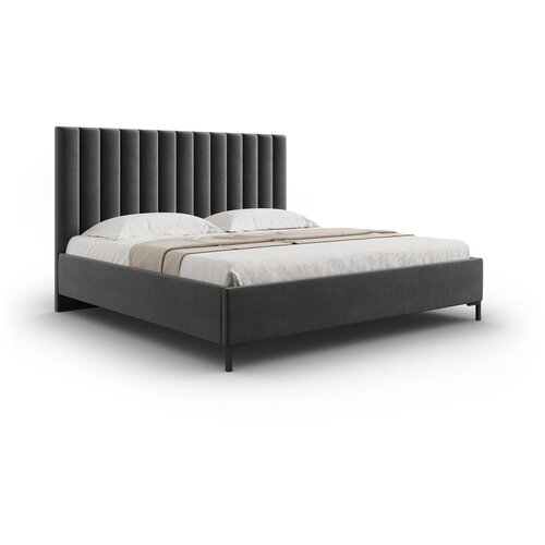 Mazzini Beds Temno siva oblazinjena zakonska postelja s prostorom za shranjevanje z letvenim dnom 180x200 cm Casey &amp;ndash; Slike