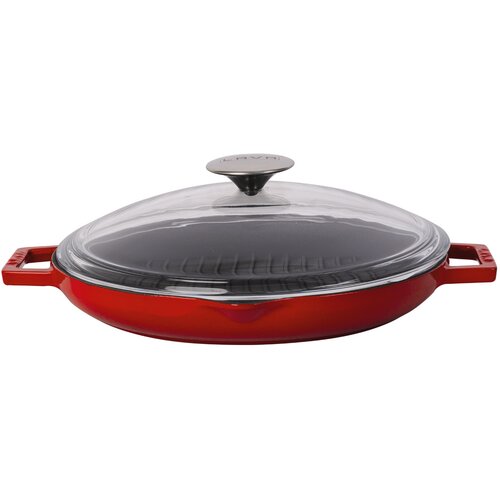 Lava grill ponev z integriranimi ročaji in stekleno pokrovko Slike