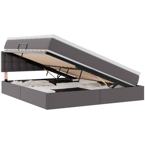 Krevet s prostorom za pohranu s LED-om Siva 160 x 200 cm Slike