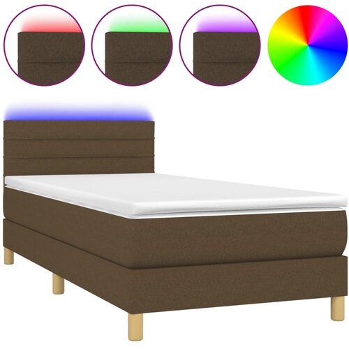  Krevet box spring s madracem LED tamnosmeđi 80 x 200 cm tkanina Cene