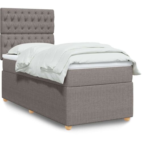  Krevet s oprugama i madracem smeđesivi 90x190 cm od tkanine Slike