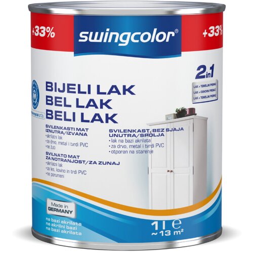 SWINGCOLOR Bijeli lak (Bijela, 1 l, Svilenkasti mat) Cijene
