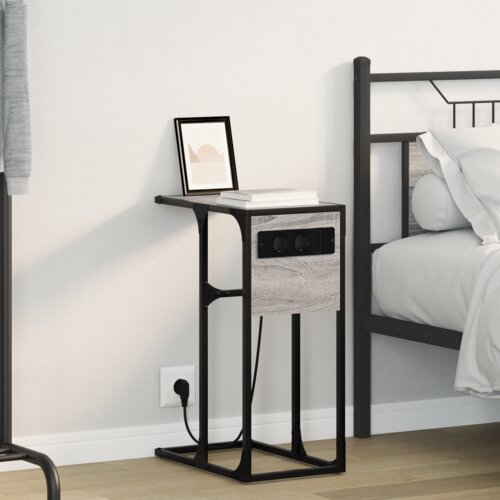 VidaXL Nočna omarica Siva sonoma 41.5 x 26 x 60.5 cm Konstruiran les Slike