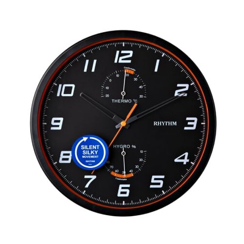Widdop & Co. Rhythm - Zidni sat - Rhythm, Black Analog Thermometer Hygrometer Cene