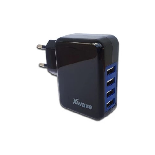 X Wave H44 USB brzi ZIDNI punjac za mobilne,tablete,4xUSB-4A/3,1A/2,1A/1A crni Slike