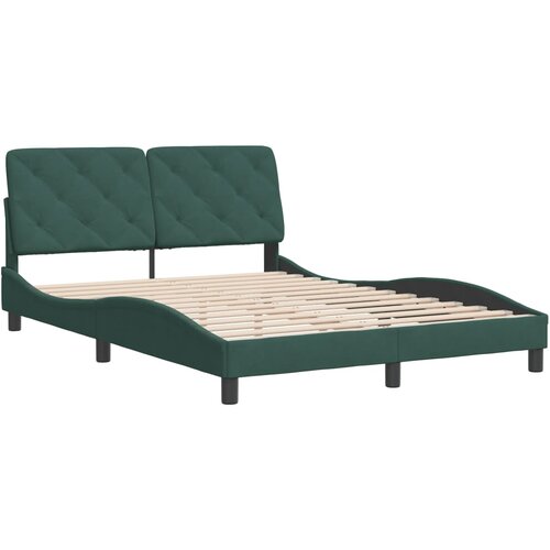 VidaXL Okvir za krevet s uzglavljem tamnozeleni 140x190 cm bar&amp;scaron;unasti Slike