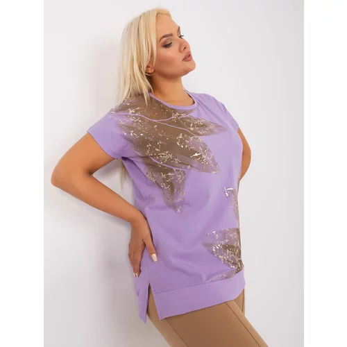 Fashion Hunters Light purple blouse plus size with slits