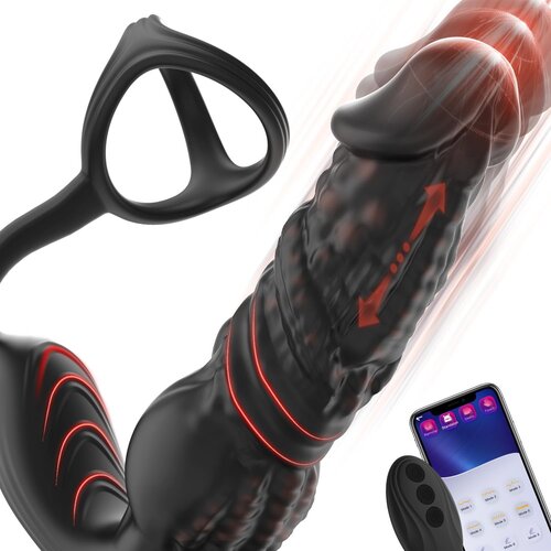 SuperLove Fast &amp;amp; Strong Thrusting Prostate Massager Anal Vibrator with Penis Ring, Remote &amp;amp; App Black Slike