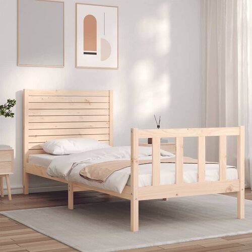 The Living Store Posteljni okvir z vzglavjem 3FT trden les - Posteljni Okvir, (21531209) Slike