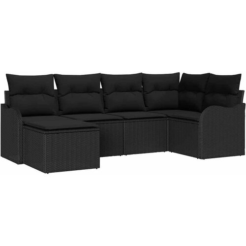  Sjedeća garnitura za vrt 6 kom. Crna poliratan 232.5 x 122.5 x 69 cm Slike