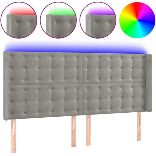 Maison Chic led posteljno vzglavje - vzglavna omarica - nočna omarica svetlo sivo 183x16x118/128 cm žamet, (21712301) Slike