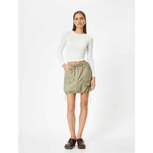 Koton Parachute Mini Skirt with Cargo Pocket Elastic Stopper Detailed