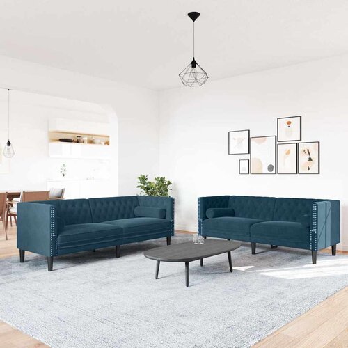 Chesterfield garnitura s jastucima, 2 dijela, plavi bar&amp;scaron;un Slike