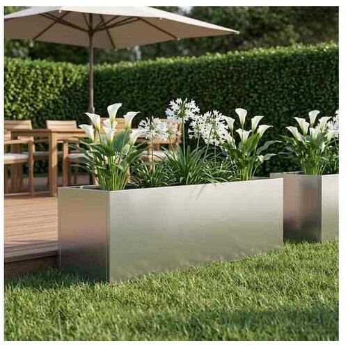 vidaXL Vrtna saksija Srebrna 80 x 30 x 30 cm Nehrđajući čelik - Nehrđajući čelik 80 x 30 x 30 cm 1 Cene