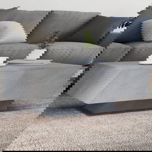 VidaXL Klubska mizica z LED lučmi betonsko siva 85x55x31 cm Slike