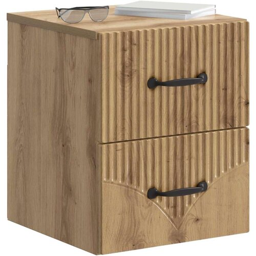  Noćni ormarić za montažu na zid s ladicama 2 pcs Hrast artisan Slike