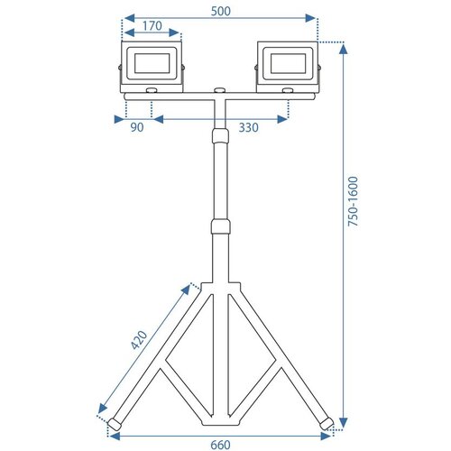 Toolight Halogeni LED građevinski reflektor na stalku RSL005-2x50N Slike