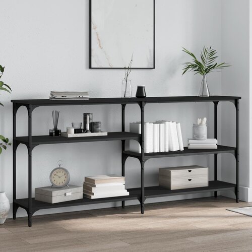 VidaXL Konzolna mizica črna 160x29x75 cm inženirski les Slike