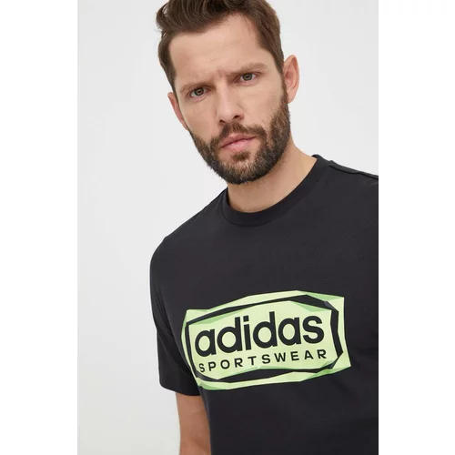 Adidas Pamučna majica za muškarce, boja: crna, s tiskom