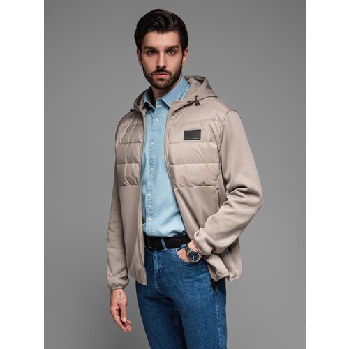 Ombre Lightweight colorful men&amp;#039;s sports jacket with fleece - brown and navy blue Slike