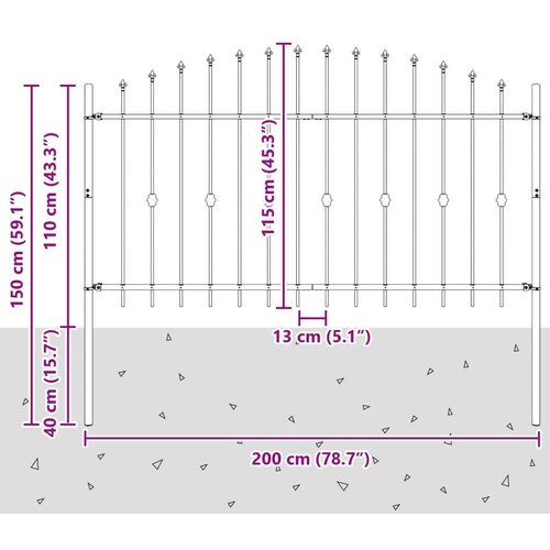  Ograda sa &amp;scaron;iljcima Crna 200 x 150 cm Čelik s prahom premazan Slike