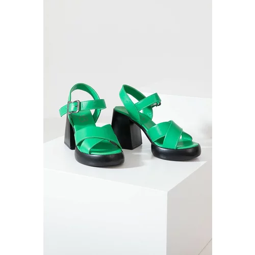 Answear Lab Kožne sandale boja: zelena