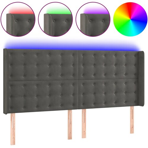 Maison Chic LED posteljno vzglavje - Vzglavna omarica temno sivo 163x16x118/128 cm žamet, (22077374) Slike