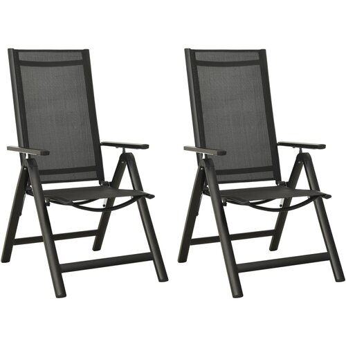 The Living Store Zložljivi vrtni stoli 2 kosa tekstil in aluminij črni - Vrtni Stol, (21474932) Slike