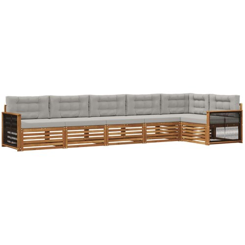 vidaXL Zunanja garnitura za sedenje 6 pcs Naravna in svetlo siva, (5000281259) Cene