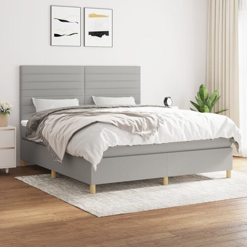  The Living Store Box spring postelja z vzmetnico svetlo siva 160x200 cm žamet - Box Spring Postelja, (21454033) Slike