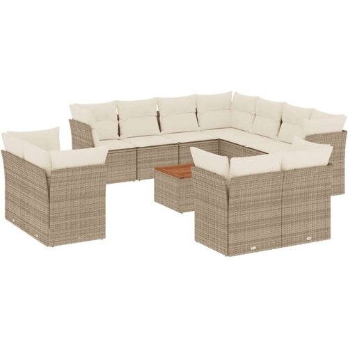 vidaXL 12-dijelni set vrtnih sofa od poliratana s jastucima bež Cijene
