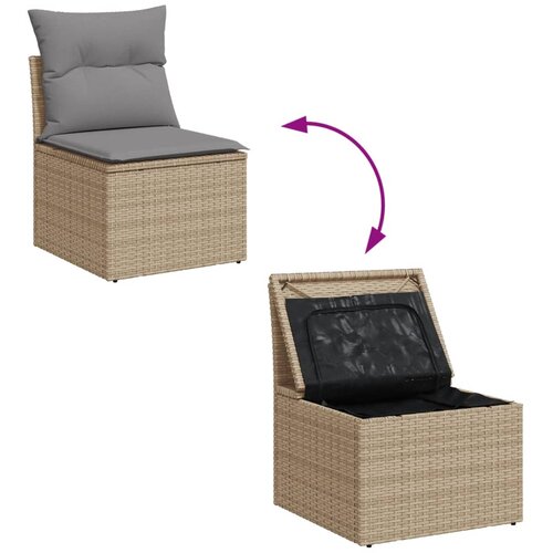  10-dijelni set vrtnih sofa s jastucima bež od poliratana 62 x 62 x 69 cm Slike