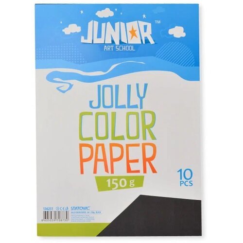Junior jolly Color Paper, papir u boji, 150 gr, A4, 10K, odaberite nijansu Crna Cene