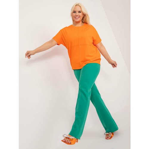 Fashion Hunters fluo orange blouse plus size round neckline Slike