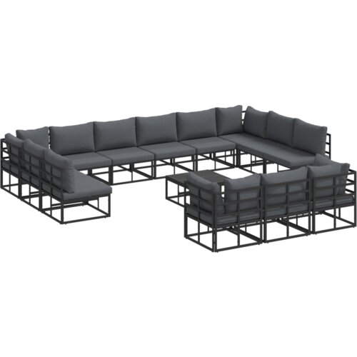 VidaXL Sjedeća garnitura za vrt 14 pcs Crna 70 x 70 x 32 cm Aluminij Slike